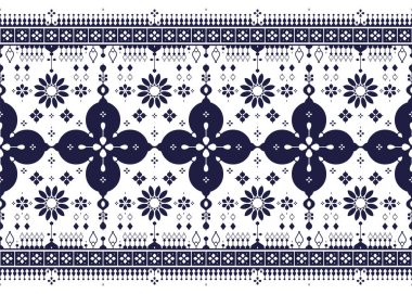 Çiçeksel, etnik kumaşsız desen, mavi ve beyaz tarz, kumaş, halı, batik, duvar kağıdı, ambalaj vs..