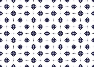 Beyaz arka planda kusursuz koyu mavi çiçek açan, etnik kumaş dikişsiz desen, kumaş, halı, batik, duvar kâğıdı, ambalaj, vs..