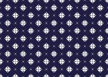 Koyu mavi arka planda kusursuz beyaz çiçek açan, Portekiz tarzı, kumaş, halı, batik, duvar kâğıdı, ambalaj, vs..