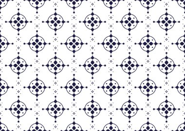 Beyaz arka planda kusursuz koyu mavi çiçek açan, etnik kumaş dikişsiz desen, kumaş, halı, batik, duvar kâğıdı, ambalaj, vs..