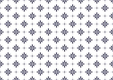 Beyaz arka planda kusursuz koyu mavi çiçek açan, etnik kumaş dikişsiz desen, kumaş, halı, batik, duvar kâğıdı, ambalaj, vs..