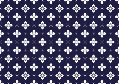 Koyu mavi arka planda kusursuz beyaz çiçek açan, Portekiz tarzı, kumaş, halı, batik, duvar kâğıdı, ambalaj, vs..