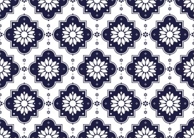 Çiçekli, etnik kumaşsız desen, mavi ve beyaz, Portekiz tarzı, kumaş, halı, batik, duvar kağıdı, ambalaj, vb..