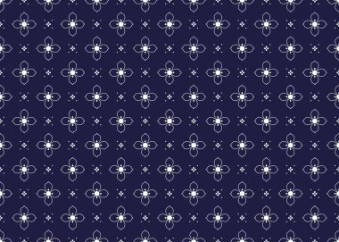 Koyu mavi arka planda kusursuz beyaz çiçek açan, Portekiz tarzı, kumaş, halı, batik, duvar kâğıdı, ambalaj, vs..