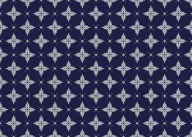 Koyu mavi arka planda kusursuz beyaz çiçek açan, Portekiz tarzı, kumaş, halı, batik, duvar kâğıdı, ambalaj, vs..