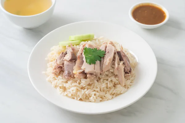 Hainanese Chicken Rice Steamed Rice Chicken Asian Food Style — Stock Fotó