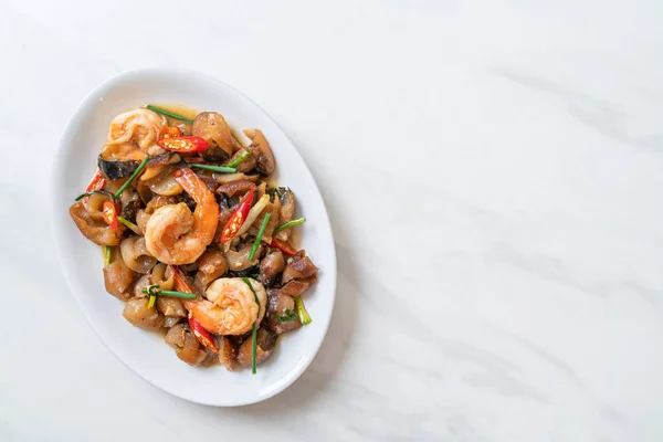 Stir Fried Braised Sea Cucumber Shrimps Asian Food Style — Stock Photo, Image