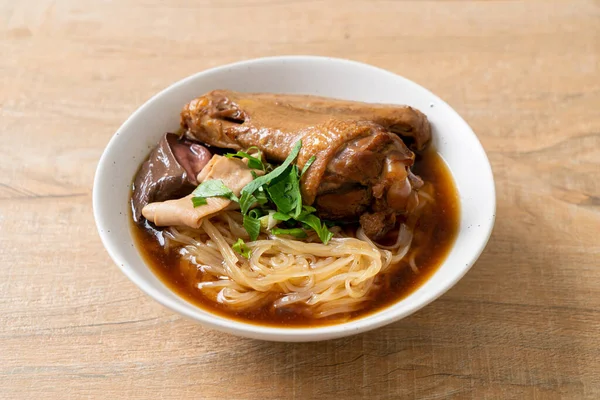 Stock image Braised duck noodles with brown soup - Asian food style