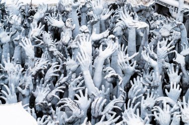 Chiang rai, Tayland - 24 Kasım 2022: Wat Rong Khun Ünlü Tapınağı, veya Chiangrai, Chiang Rai Eyaleti, Kuzey Tayland