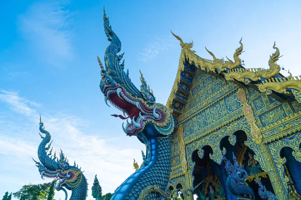 Hermosa Arquitectura Wat Rong Suea Diez Templo Azul Chiang Rai — Foto de Stock
