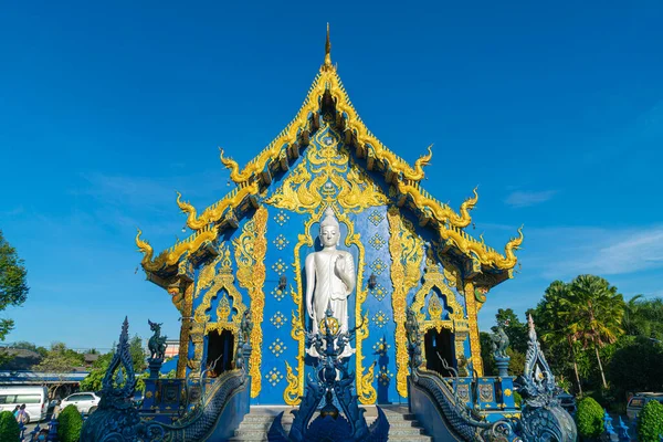 Bela Arquitetura Wat Rong Suea Dez Templo Azul Chiang Rai — Fotografia de Stock