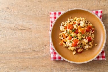 stir-fried tomatoes with egg on plate - healthy food style