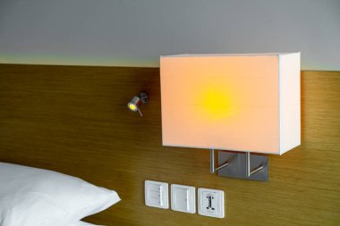 bedside lamp decoration in bedroom interior