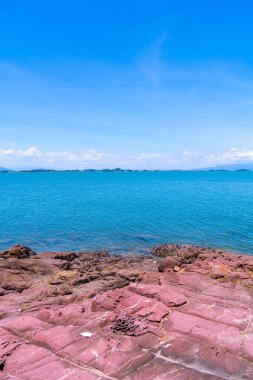 The Pink Coast or Lan Him Chomphu with sea background at Chanthaburi in Thailand