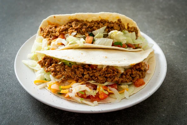 Mexican tacos with minced chicken - Mexican traditional cuisine