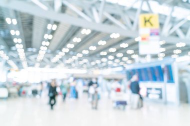 Arkaplan için soyut bulanık ve odaklanmış havaalanı terminali