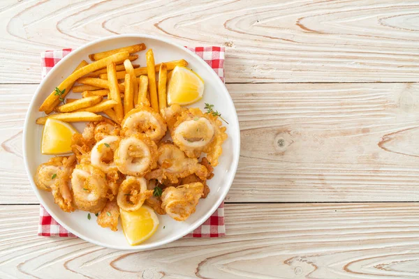 calamari - fried squid or octopus with french fries