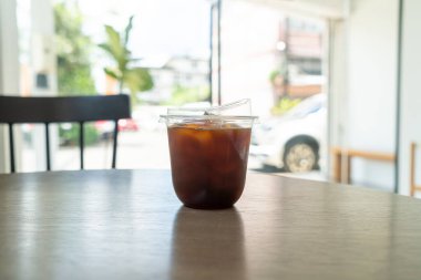 americano coffee or long black coffee in take away glass