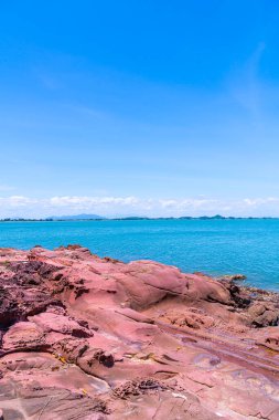 The Pink Coast or Lan Him Chomphu with sea background at Chanthaburi in Thailand