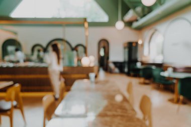 Arka plan için soyut bulanık kahve dükkanı veya kafe ve restoran