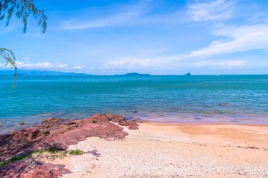 The Pink Coast or Lan Him Chomphu with sea background at Chanthaburi in Thailand