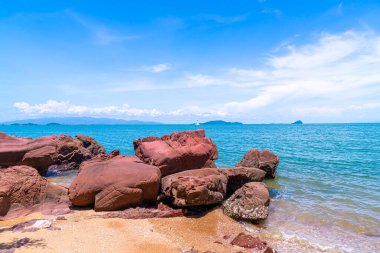 The Pink Coast or Lan Him Chomphu with sea background at Chanthaburi in Thailand