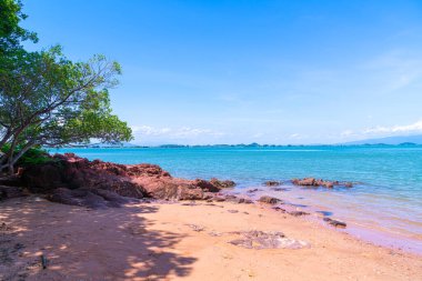 The Pink Coast or Lan Him Chomphu with sea background at Chanthaburi in Thailand
