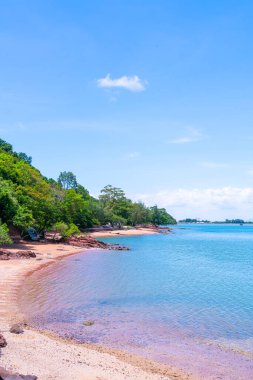 The Pink Coast or Lan Him Chomphu with sea background at Chanthaburi in Thailand