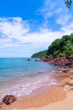 The Pink Coast or Lan Him Chomphu with sea background at Chanthaburi in Thailand