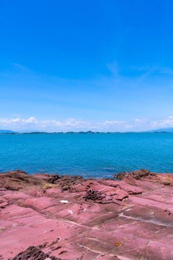 The Pink Coast or Lan Him Chomphu with sea background at Chanthaburi in Thailand