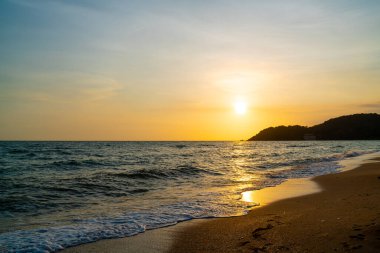 beautiful sea beach with sunset or sunrise time