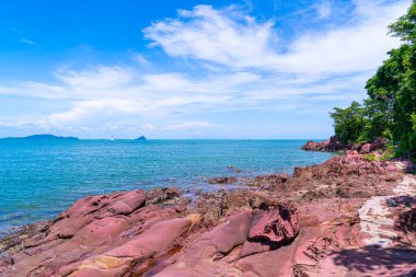 The Pink Coast or Lan Him Chomphu with sea background at Chanthaburi in Thailand