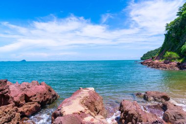 The Pink Coast or Lan Him Chomphu with sea background at Chanthaburi in Thailand