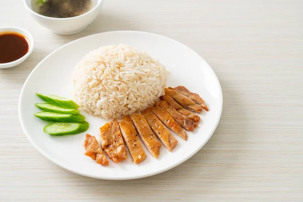 Grilled Chicken Steamed Rice Hainan Style — Stock fotografie