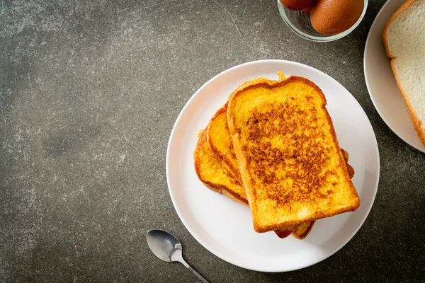 French Toast White Plate Breakfast — Stock Photo, Image