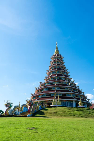 Hermosa Arquitectura Wat Huay Pla Kang Chiang Rai Tailandia — Foto de Stock