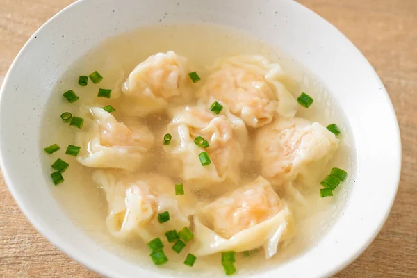 stock image shrimp dumpling soup in white bowl - Asian food style