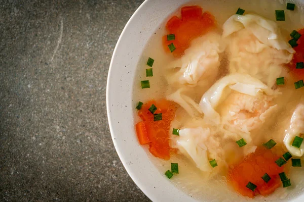 stock image shrimp dumpling soup in white bowl - Asian food style