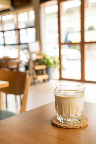 Dirty Coffee Glass Table Coffee Shop Cafe — Stock Fotó