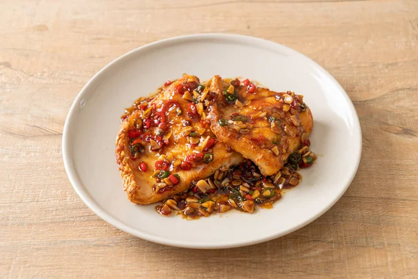 Fried Snapper Belly with Spicy Garlic Soy Sauce in Asian Style