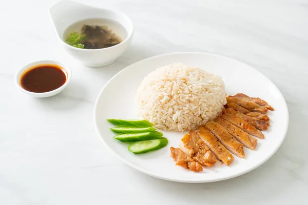 Grilled Chicken Steamed Rice Hainan Style — 스톡 사진