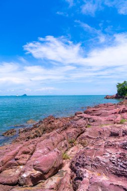 The Pink Coast or Lan Him Chomphu with sea background at Chanthaburi in Thailand