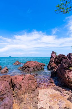 The Pink Coast or Lan Him Chomphu with sea background at Chanthaburi in Thailand