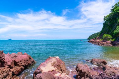 The Pink Coast or Lan Him Chomphu with sea background at Chanthaburi in Thailand
