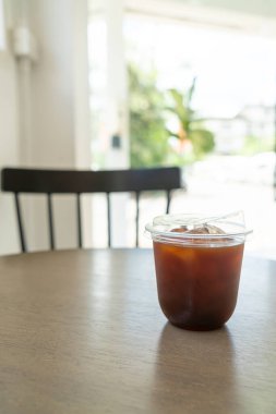 americano coffee or long black coffee in take away glass