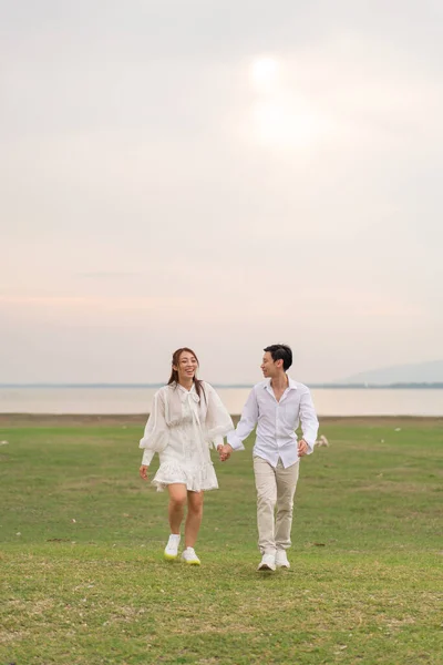 Happy Young Asian Couple Bride Groom Clothing Ready Marry Wedding — Foto Stock