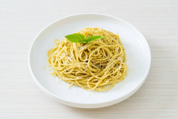 Pesto Spaghetti Pasta Vegetarian Food Italian Food Style — Stock Photo, Image