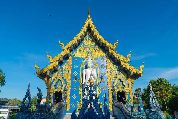 Bela Arquitetura Wat Rong Suea Dez Templo Azul Chiang Rai — Fotografia de Stock