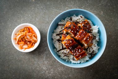 Yılan balığı pirinç kasesi veya unagi pirinç kasesi - Japon yemek tarzı.