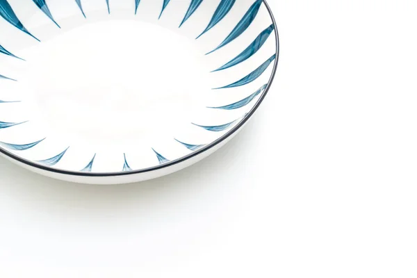 Пустые Красивые Винтажные Керамические Плиты Изолированы Белом Фоне — стоковое фото